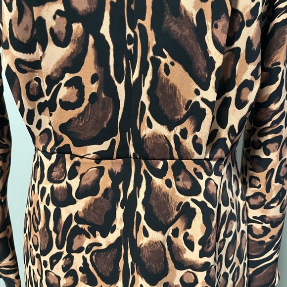 Babaton Samson Long Sleeve Chestnut Black Animal Print Dress - Picture 7 of 16